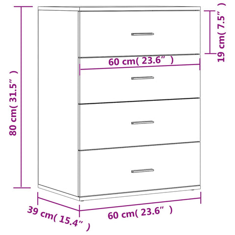 Sideboards 2 Stk. Betongrau 60x39x80 cm Holzwerkstoff