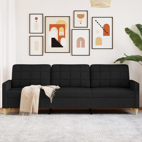 3-Sitzer-Sofa Schwarz 210 cm Stoff