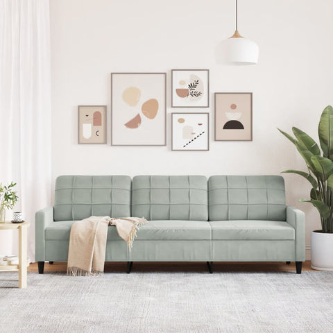 3-Sitzer-Sofa Hellgrau 210 cm Samt