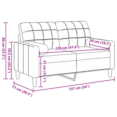 2-Sitzer-Sofa mit Zierkissen Hellgrau 120 cm Samt