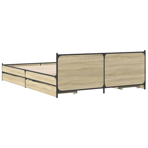 Bettgestell mit Schubladen Sonoma-Eiche 150x200cm Holzwerkstoff