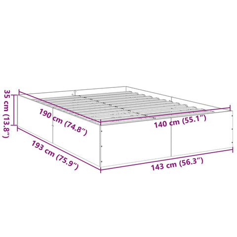 Bettgestell Betongrau 140x190 cm Holzwerkstoff