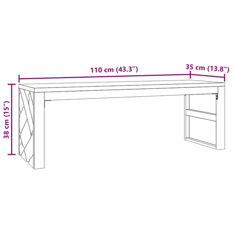 vidaXL Couchtisch 110x35x38 cm Massivholz Teak