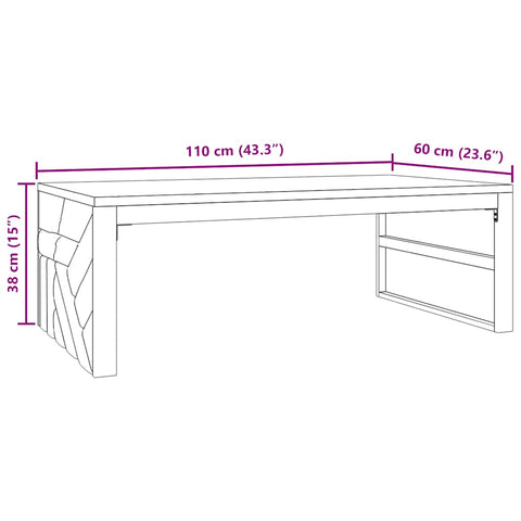 vidaXL Couchtisch 110x60x38 cm Massivholz Teak