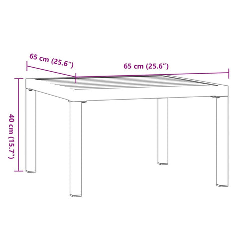 vidaXL Garten-Couchtisch Schwarz 65x65x40 cm Aluminium