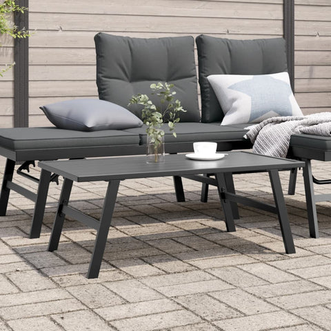 vidaXL Garten-Couchtisch Schwarz 90x45x35 cm Pulverbeschichteter Stahl