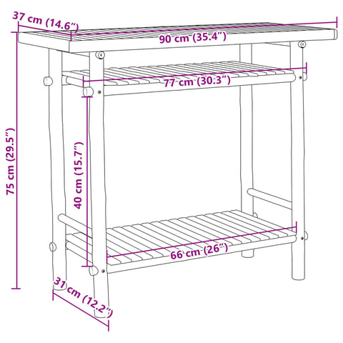 vidaXL Konsolentisch 90x37x75 cm Bambus