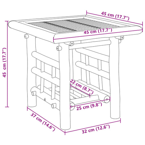 vidaXL Beistelltisch 45x45x45 cm Bambus