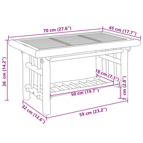 vidaXL Couchtisch 70x45x36 cm Bambus