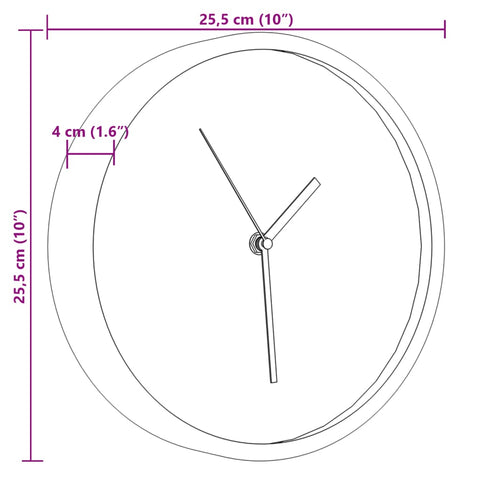 vidaXL Wanduhr Rosa Ø25,5 cm Polystyren und Glas