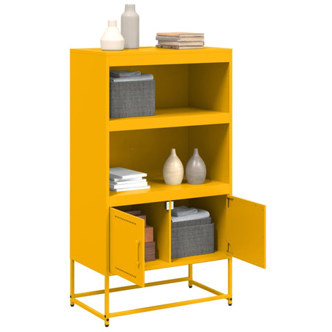 vidaXL Highboard Senfgelb 68,5x38,5x123,5 cm Stahl