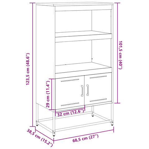 vidaXL Highboard Senfgelb 68,5x38,5x123,5 cm Stahl