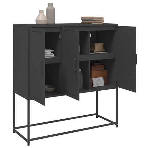 vidaXL Highboard Schwarz 100,5x39x107 cm Stahl