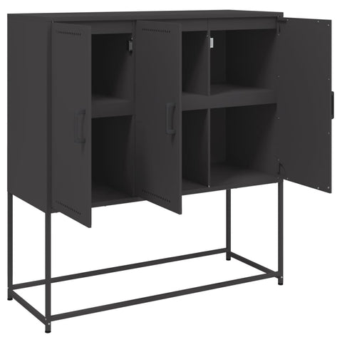 vidaXL Highboard Schwarz 100,5x39x107 cm Stahl