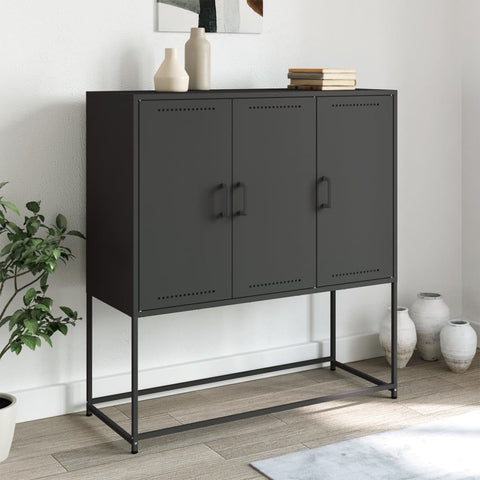 vidaXL Highboard Schwarz 100,5x39x107 cm Stahl