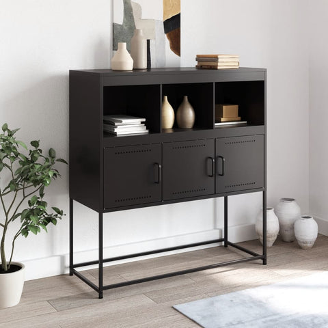 vidaXL Sideboard Schwarz 100,5x39x107 cm Stahl