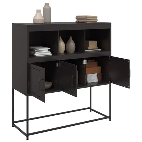 vidaXL Sideboard Schwarz 100,5x39x107 cm Stahl