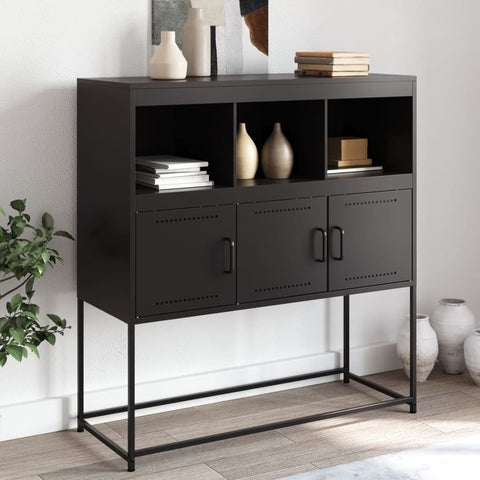 vidaXL Sideboard Schwarz 100,5x39x107 cm Stahl