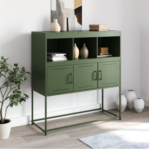 vidaXL Sideboard Olivgrün 100,5x39x107 cm Stahl