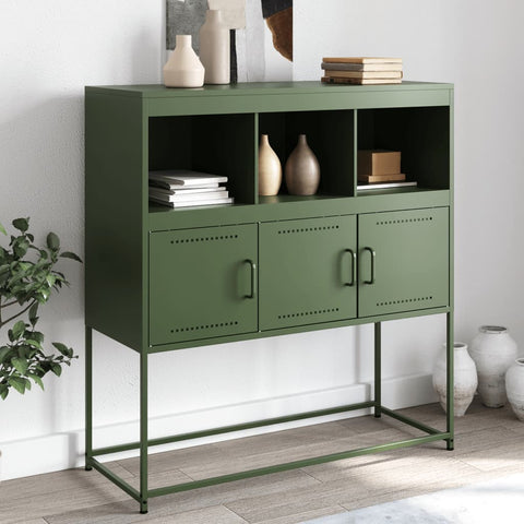 vidaXL Sideboard Olivgrün 100,5x39x107 cm Stahl