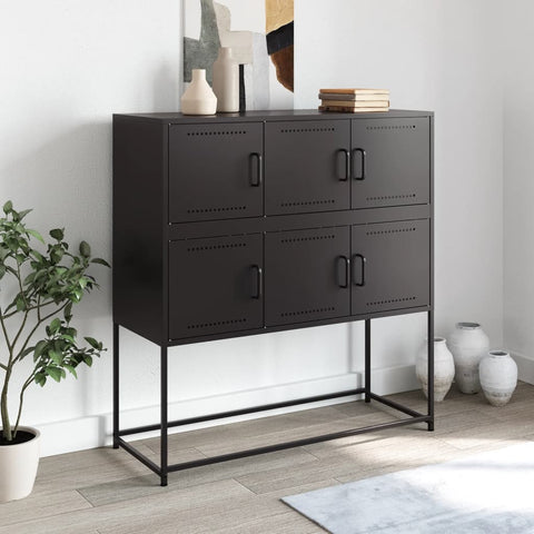 vidaXL Sideboard Schwarz 100,5x39x107 cm Stahl