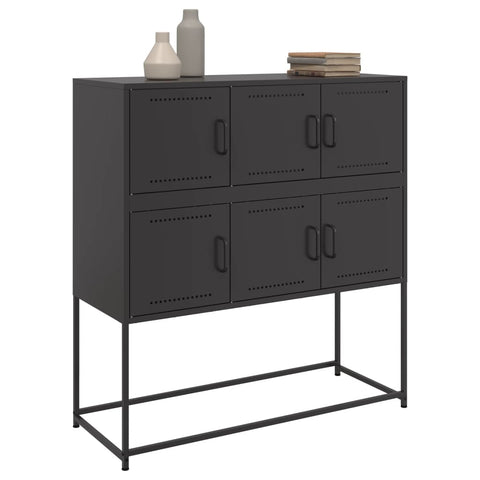 vidaXL Sideboard Schwarz 100,5x39x107 cm Stahl