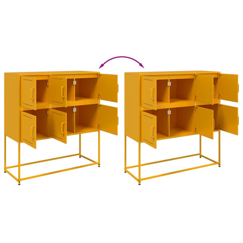 vidaXL Sideboard Senfgelb 100,5x39x107 cm Stahl