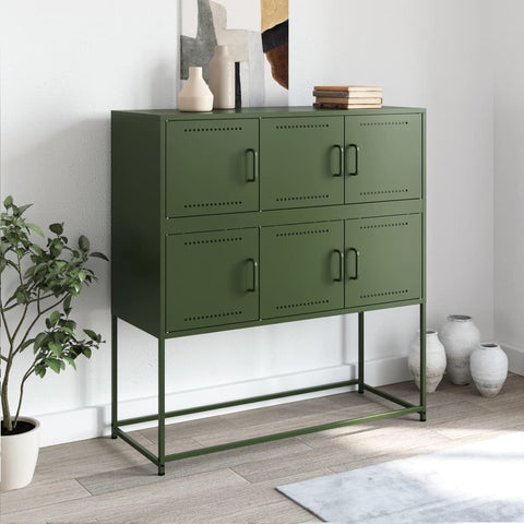 vidaXL Sideboard Olivgrün 100,5x39x107 cm Stahl