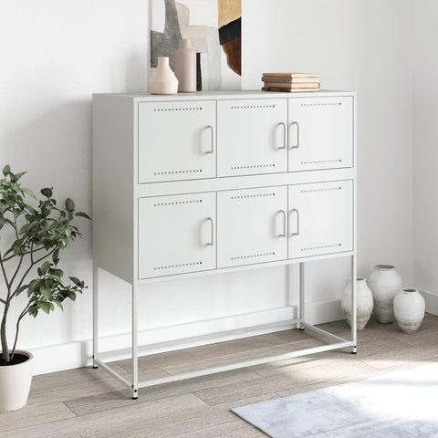 vidaXL Sideboard Weiß 100,5x39x107 cm Stahl