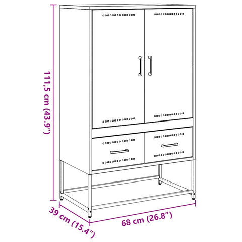 vidaXL Highboard Rosa 68x39x111,5 cm Stahl