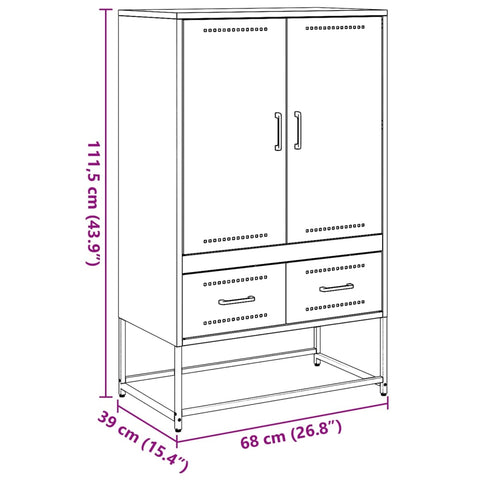 vidaXL Highboard Olivgrün 68x39x111,5 cm Stahl