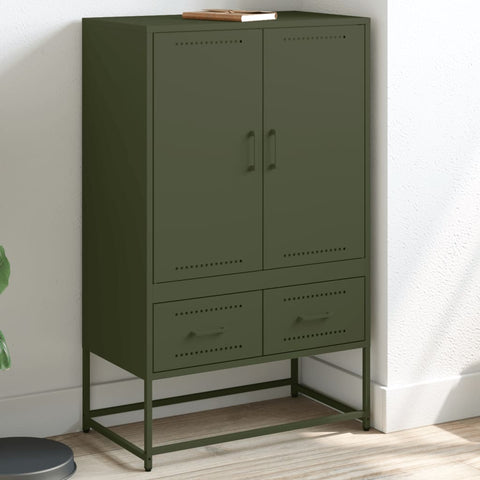 vidaXL Highboard Olivgrün 68x39x111,5 cm Stahl