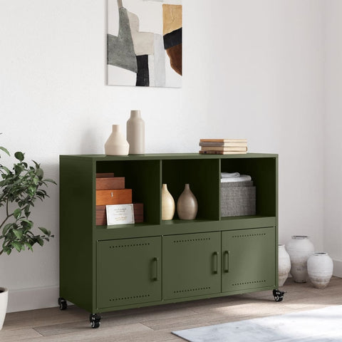 vidaXL Sideboard Olivgrün 100,5x39x72 cm Stahl