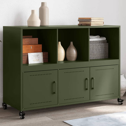 vidaXL Sideboard Olivgrün 100,5x39x72 cm Stahl