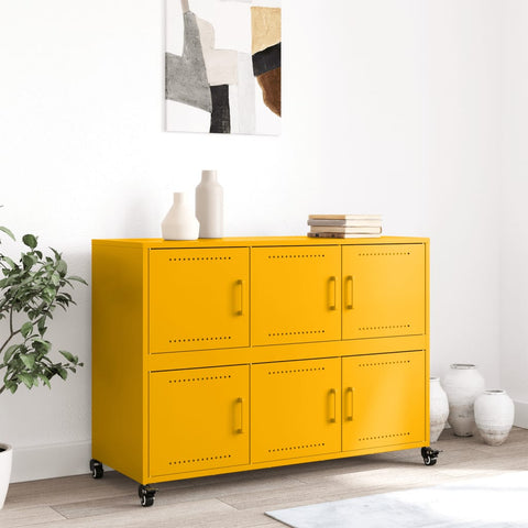 vidaXL Sideboard Senfgelb 100,5x39x72 cm Stahl