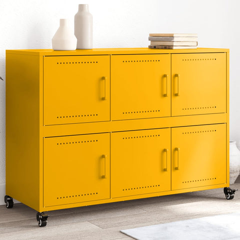 vidaXL Sideboard Senfgelb 100,5x39x72 cm Stahl