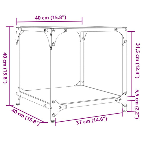 vidaXL Couchtische mit Glasplatte 2 Stk. Transparent 40x40x40 cm Stahl