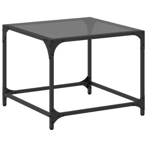 vidaXL Couchtisch mit Glasplatte Schwarz 50x50x40 cm Stahl