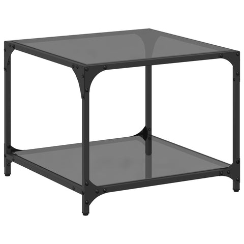 vidaXL Couchtisch mit Glasplatte Schwarz 50x50x40 cm Stahl