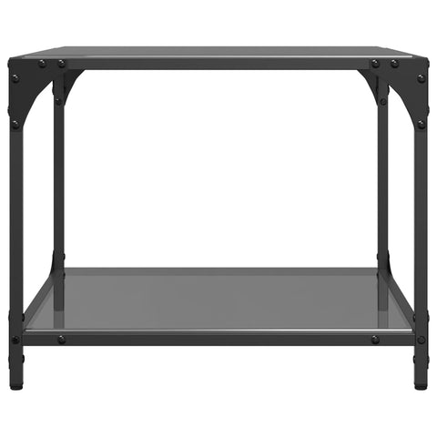 vidaXL Couchtisch mit Glasplatte Schwarz 50x50x40 cm Stahl