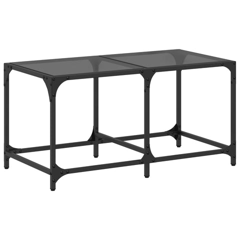 vidaXL Couchtisch mit Glasplatte Schwarz 78,5x40x40 cm Stahl