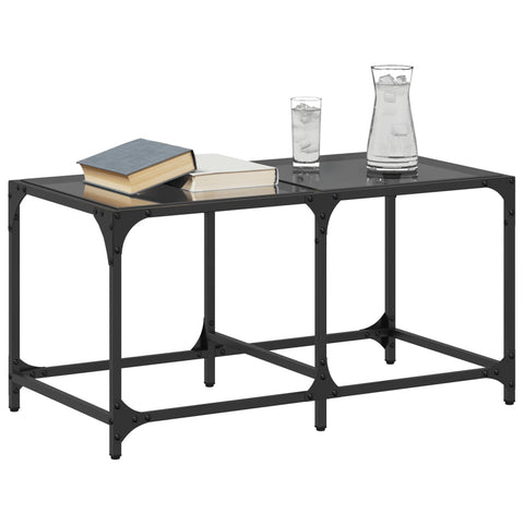 vidaXL Couchtisch mit Glasplatte Schwarz 78,5x40x40 cm Stahl