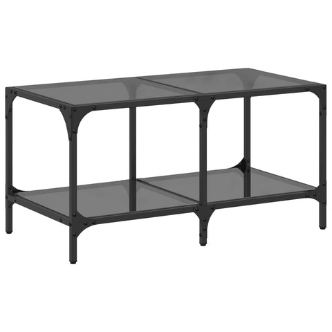 vidaXL Couchtisch mit Glasplatte Schwarz 78,5x40x40 cm Stahl