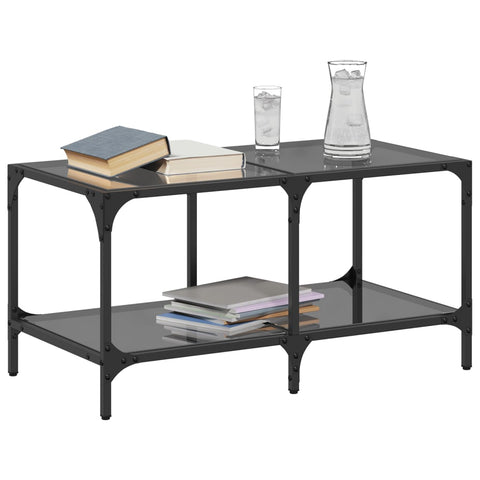 vidaXL Couchtisch mit Glasplatte Schwarz 78,5x40x40 cm Stahl