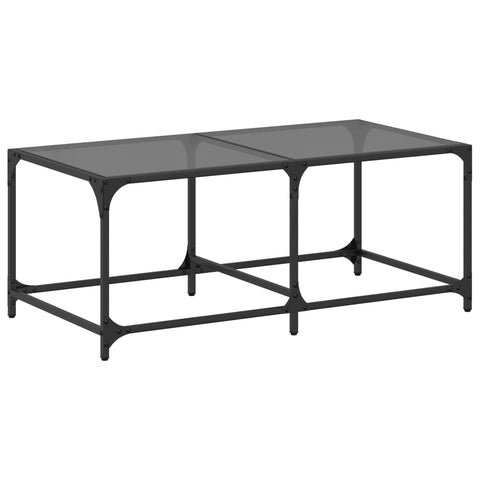 vidaXL Couchtisch mit Glasplatte Schwarz 98,5x50x40 cm Stahl