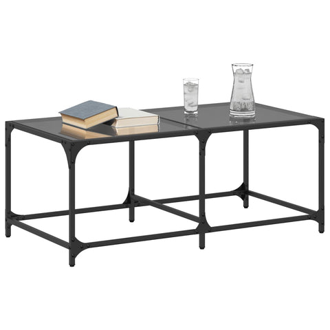 vidaXL Couchtisch mit Glasplatte Schwarz 98,5x50x40 cm Stahl