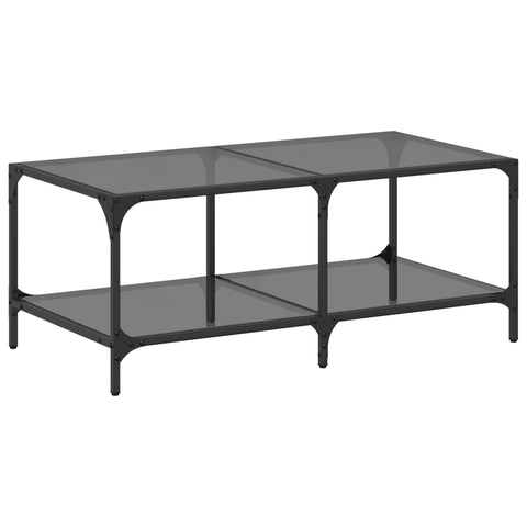 vidaXL Couchtisch mit Glasplatte Schwarz 98,5x50x40 cm Stahl