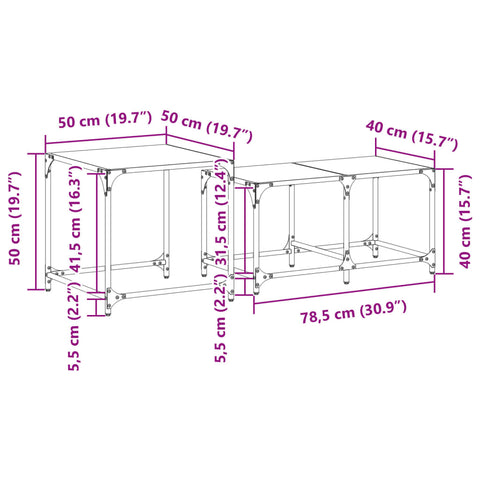 vidaXL Satztische 2 Stk. mit Glasplatte Transparent Stahl