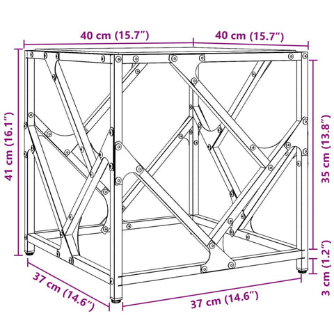 vidaXL Couchtisch mit Glasplatte Schwarz 40x40x41 cm Stahl