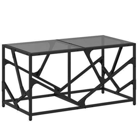 vidaXL Couchtisch mit Glasplatte Schwarz 78,5x40x41 cm Stahl